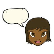 cartoon female face with speech bubble N100