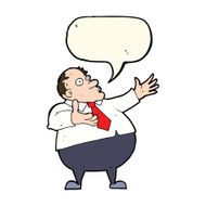 cartoon exasperated middle aged man with speech bubble N7
