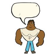cartoon body builder with speech bubble N8