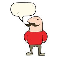 cartoon bald man with mustache speech bubble N12