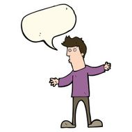 cartoon curious man with speech bubble N44