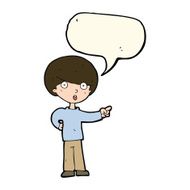 cartoon pointing boy with speech bubble N19