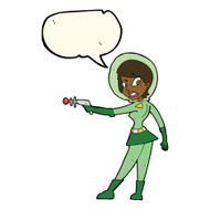 cartoon sci fi girl with speech bubble N8