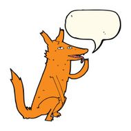cartoon fox licking paw with speech bubble N4