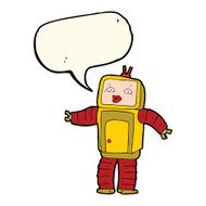 funny cartoon robot with speech bubble N34