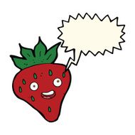 cartoon happy strawberry with speech bubble N4