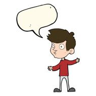 cartoon curious boy with speech bubble N25