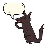 cartoon wolf licking paw with speech bubble N4