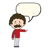 cartoon man with mustache pointing speech bubble N21