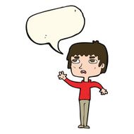 cartoon unhappy boy waving with speech bubble N4