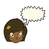 cartoon happy female face with speech bubble N135