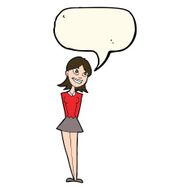 cartoon happy woman with speech bubble N177