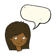 cartoon happy female face with speech bubble N136