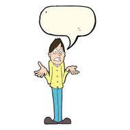 cartoon man shrugging shoulders with speech bubble N25