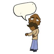 cartoon lonely old man with speech bubble N8