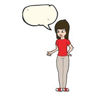 cartoon woman explaining with speech bubble N32
