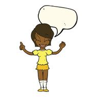 cartoon pretty girl with idea speech bubble N20