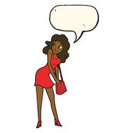 cartoon woman looking in handbag with speech bubble N6