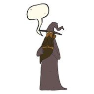 cartoon wizard with speech bubble N16