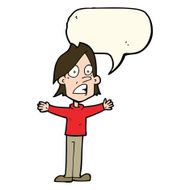 cartoon frightened man with speech bubble N57