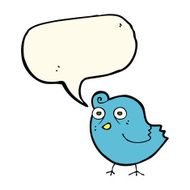 funny cartoon bird with speech bubble N90