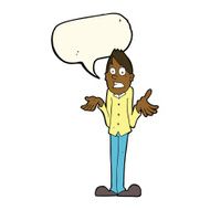 cartoon man shrugging shoulders with speech bubble N26