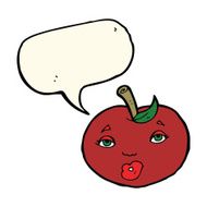 cartoon apple with face speech bubble N15