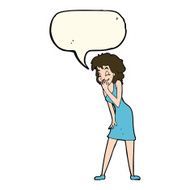 cartoon woman laughing with speech bubble N7