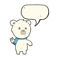 cartoon cute polar bear with speech bubble N51