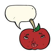 cartoon apple with face speech bubble N16
