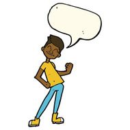 cartoon celebrating man with speech bubble N6