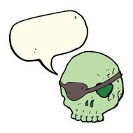 cartoon skull with eye patch speech bubble N7