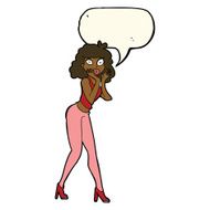 cartoon surprised woman with speech bubble N172