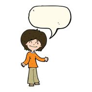 cartoon happy woman with speech bubble N179