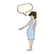 cartoon pretty woman looking at nails with speech bubble N7