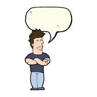 cartoon sulking man with speech bubble N7