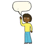 cartoon friendly boy waving with speech bubble N8