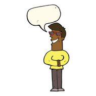 cartoon grinning man wearing sunglasses with speech bubble N8