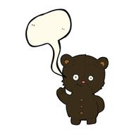 cartoon waving black bear cub with speech bubble N30