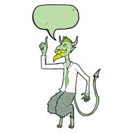 cartoon demon boss in shirt and tie with speech bubble N4