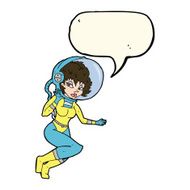 cartoon space woman with speech bubble N19