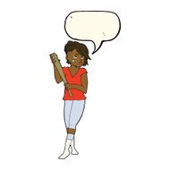 cartoon pretty punk girl with baseball bat speech bubble N8