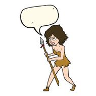 cartoon cave girl with speech bubble N7