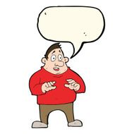 cartoon excited overweight man with speech bubble N7