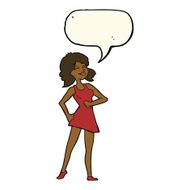 cartoon proud woman with speech bubble N20