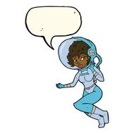 cartoon space woman with speech bubble N20