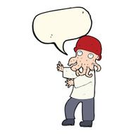 cartoon monster man with speech bubble N7