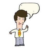 cartoon office man with crazy idea speech bubble N6
