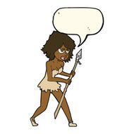 cartoon cave girl with speech bubble N8