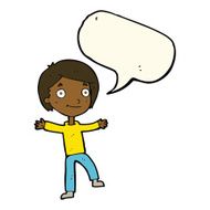 cartoon excited boy with speech bubble N101